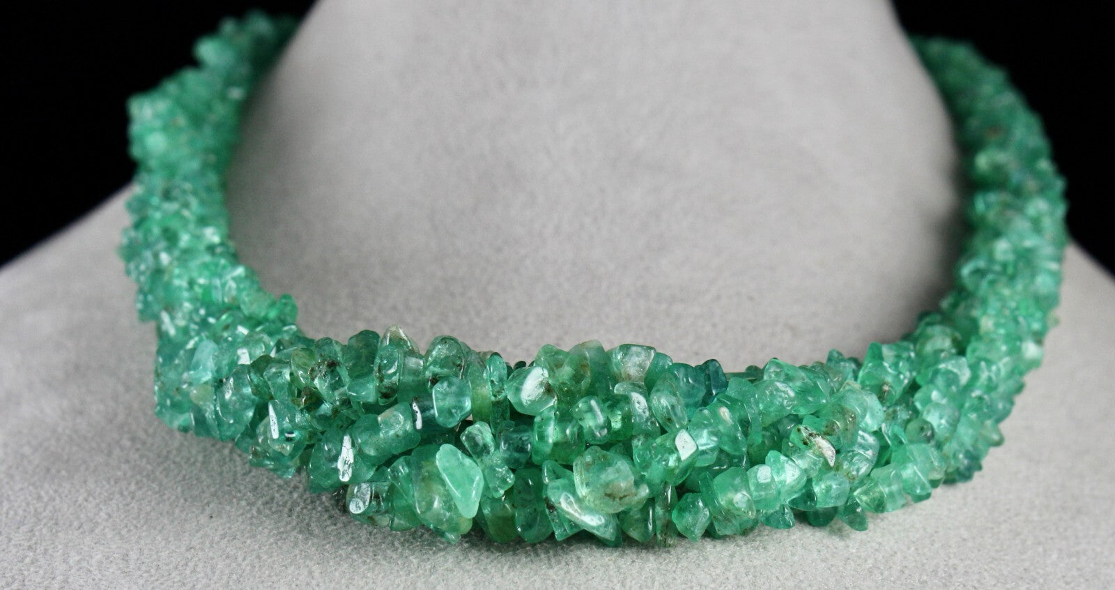 Certified Natural Emerald Beads Necklace 542Ct Colombian Gemstone Silver Jewelry