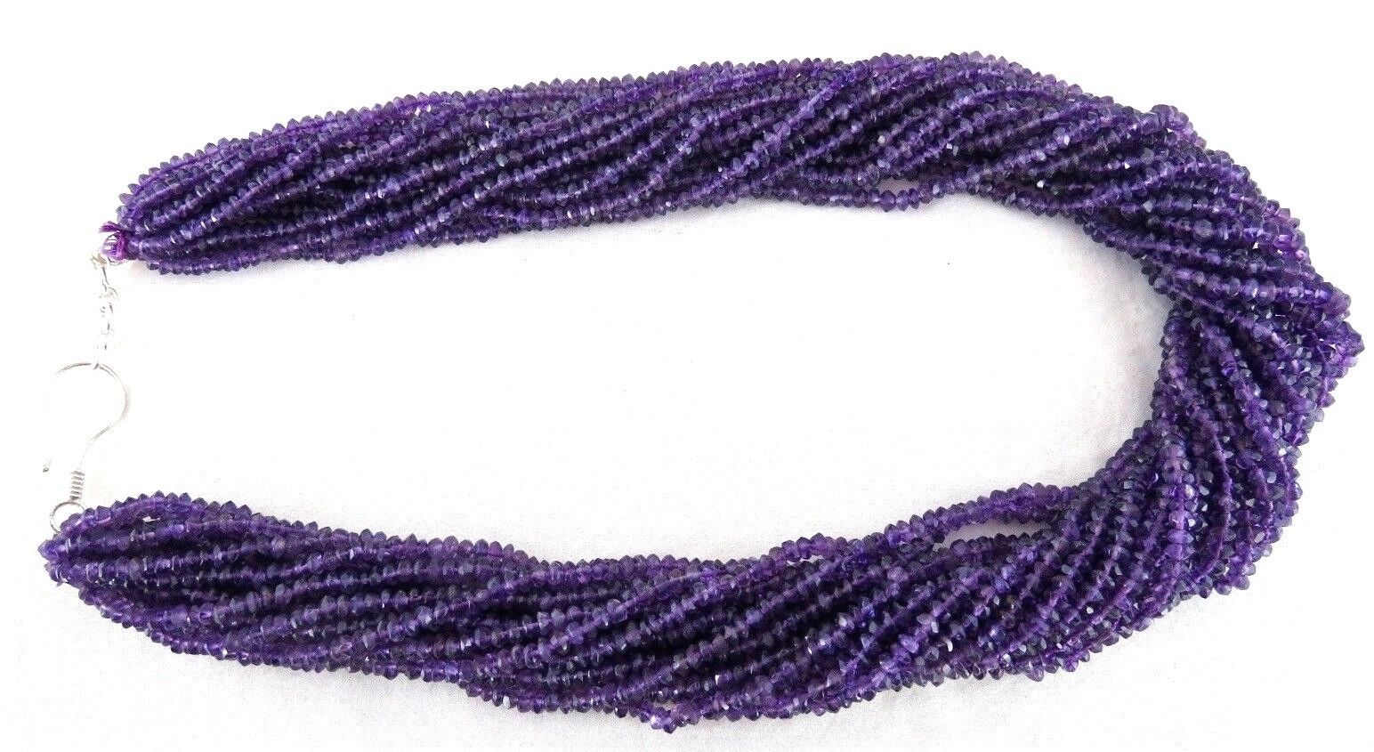 Natural Amethyst Faceted Beads Round 17L 820 Ct Purple Gemstone Fashion Necklace
