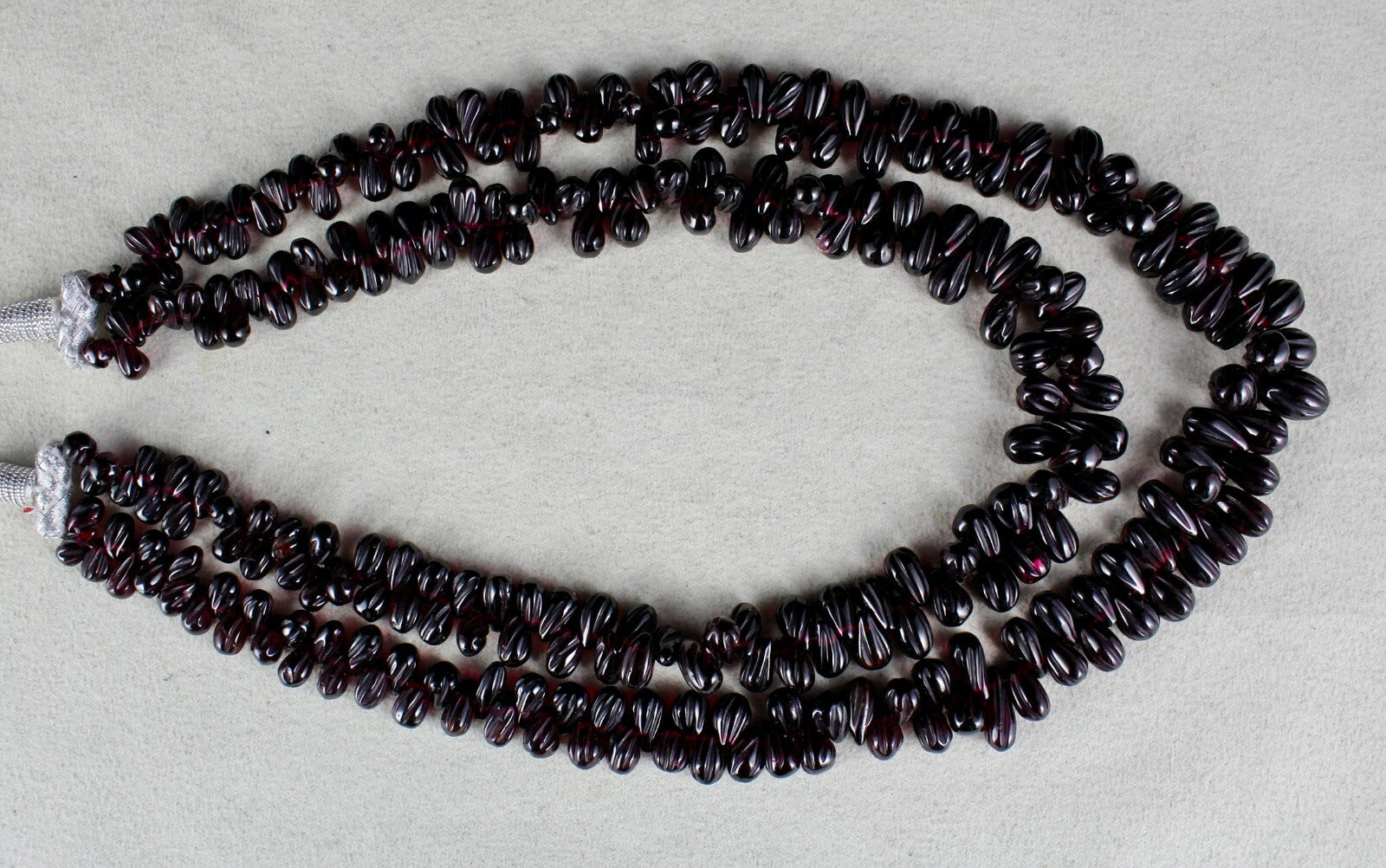 Natural Red Garnet Beads Carved Tear Drops 664 Ct Gemstone Necklace