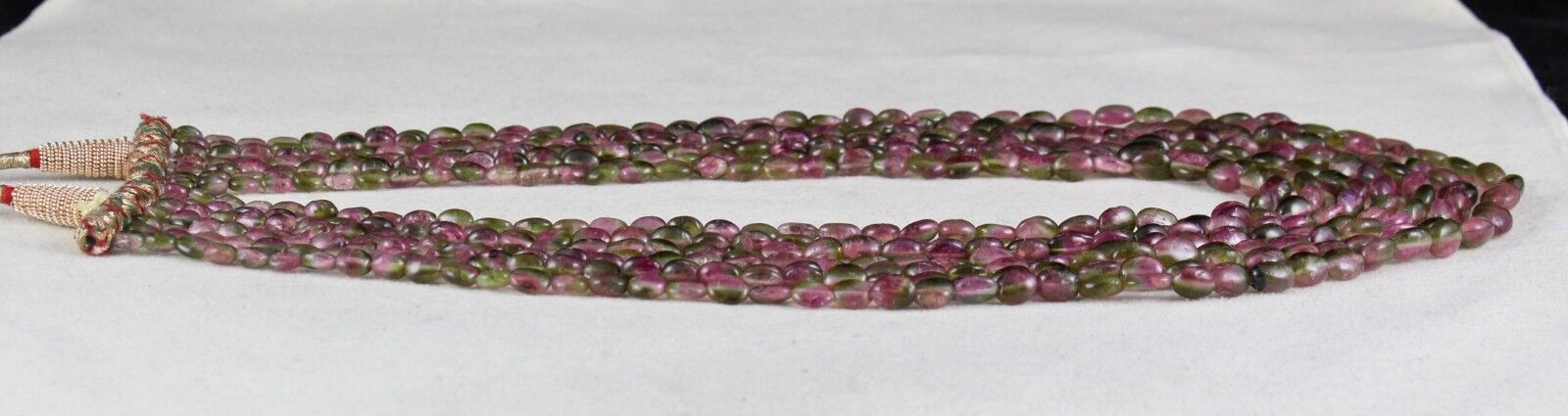 NATURAL BI COLORS MULTI TOURMALINE BEADS CABOCHON 456 CTS GEMSTONE NECKLACE