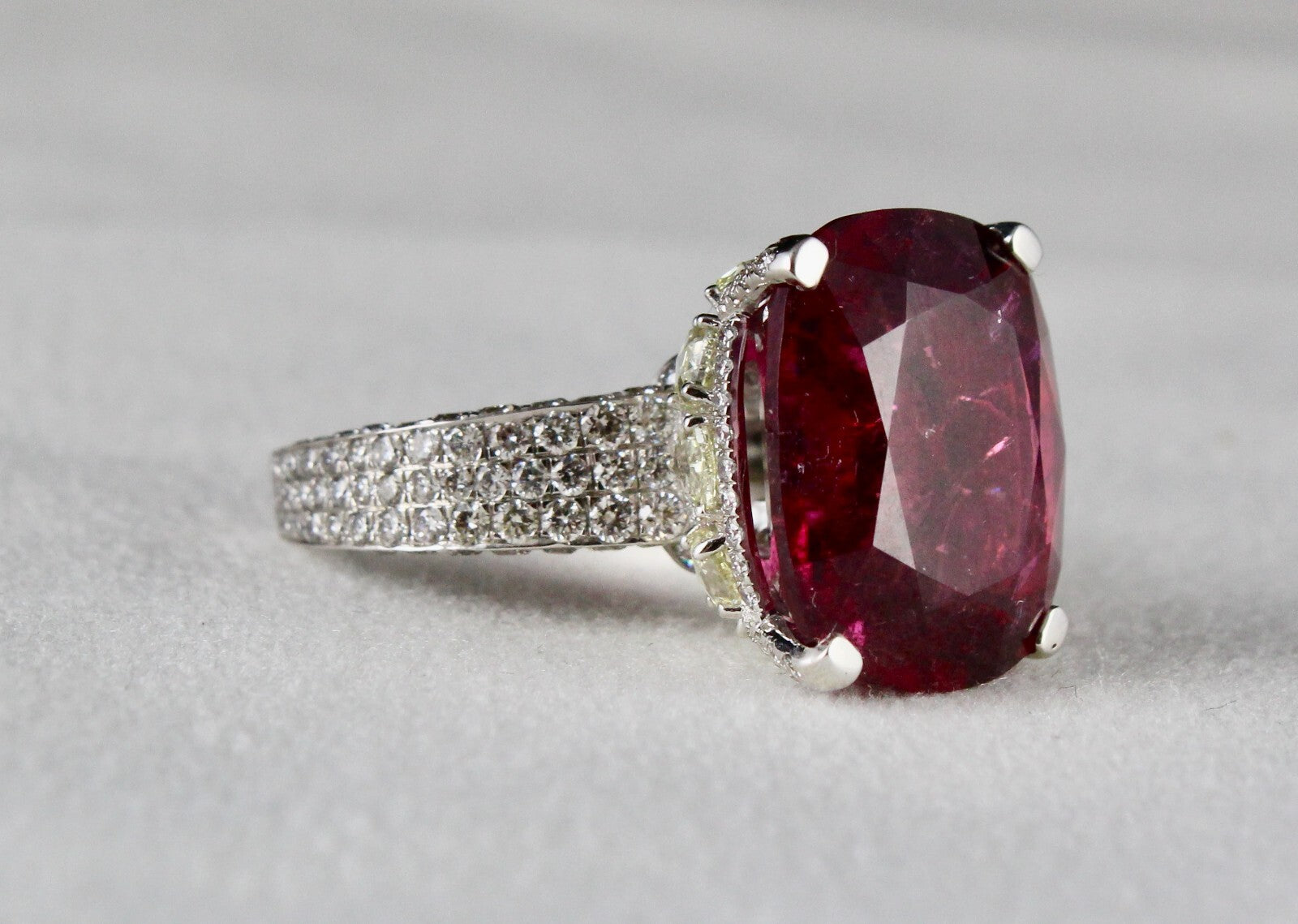 Certified Natural Rubellite Tourmaline 10ct Natural Diamond 18k Gold Ring