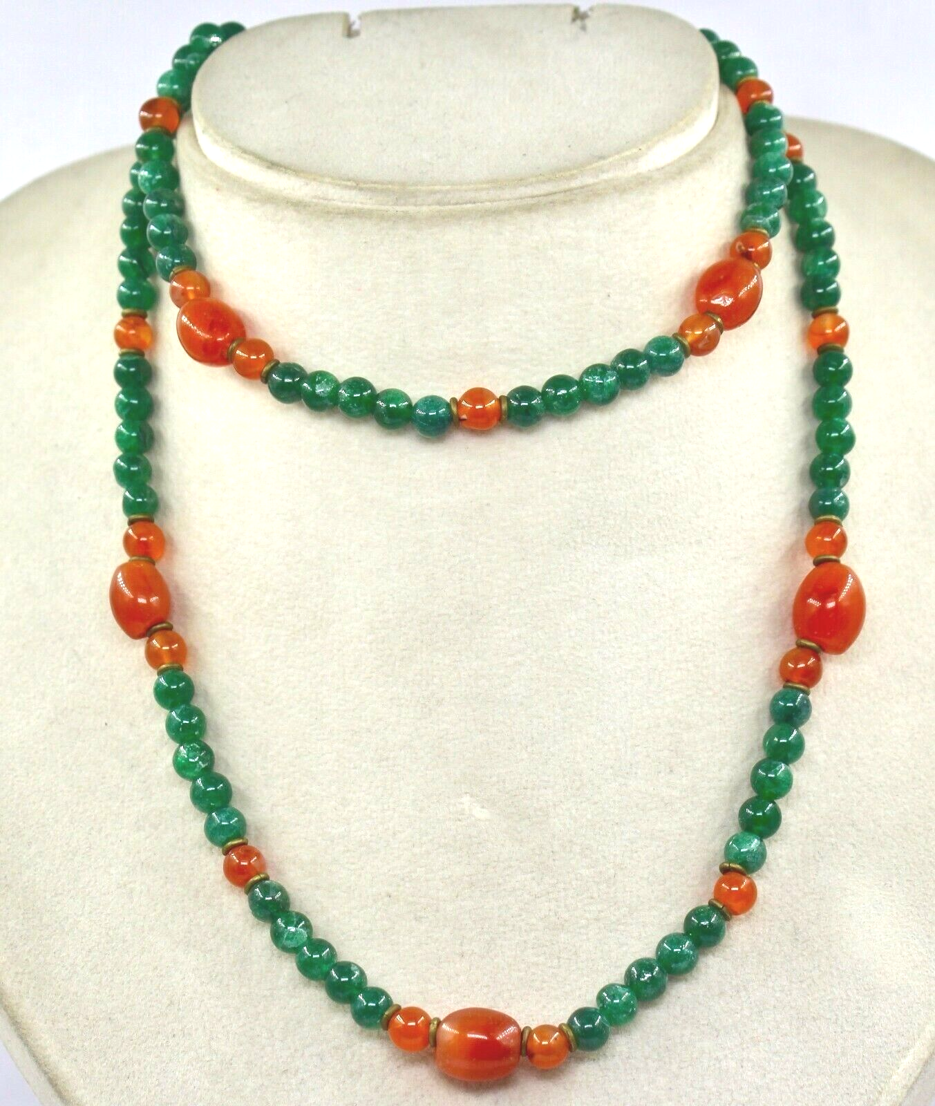 Natural Orange Carnelian 0ct Green Quartz Round Beads Fashion Necklace For Women