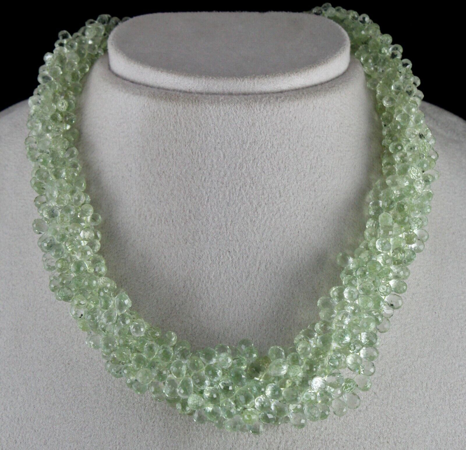 Natural Green Amethyst Beaded Teardrop 5 L 731 Ct Gemstone Fine Party Necklace