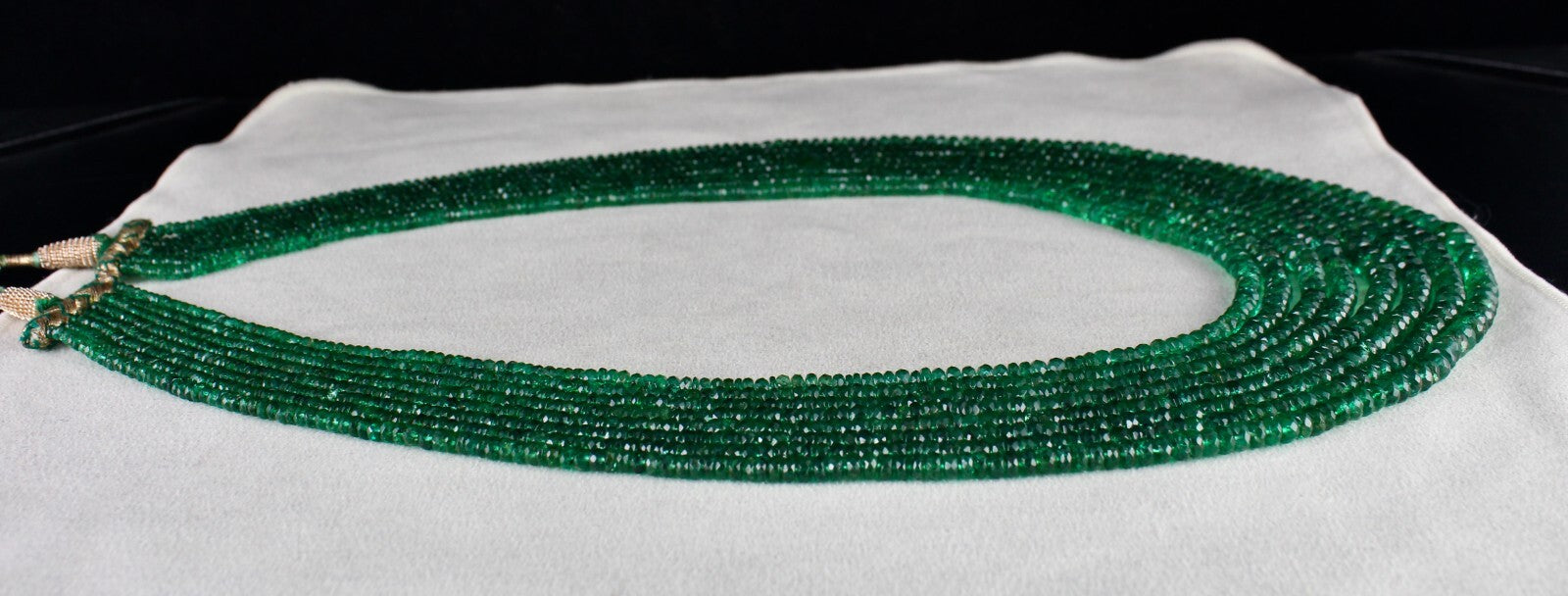 Natural Zambian Emerald Necklace 599 Ct Faceted Round Beads Certified Jewelry