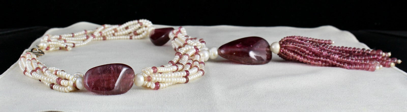 Certified Natural Pink Tourmaline 922ct Pearl Beads Fancy Gemstone Necklace
