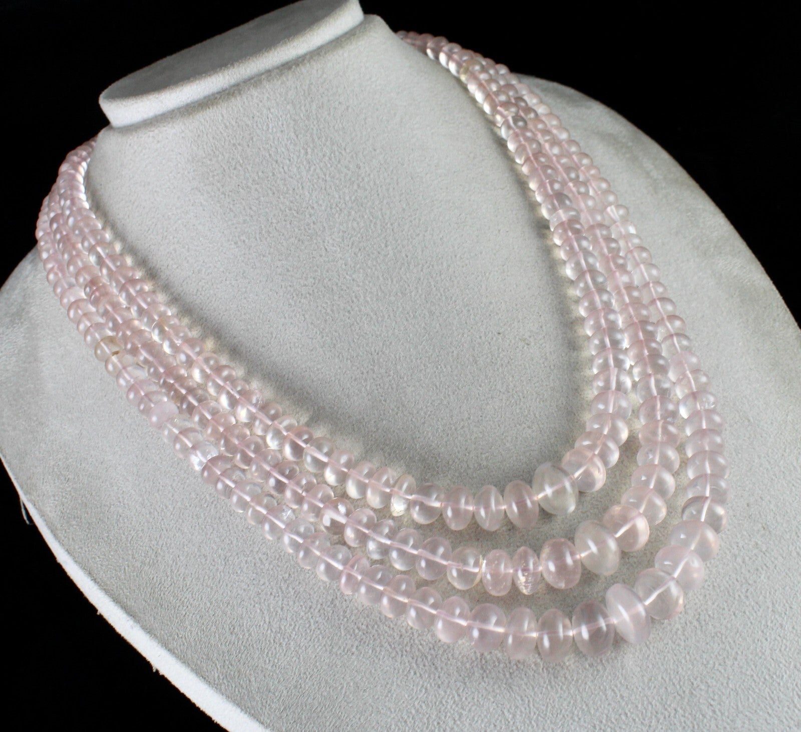 Certified Natural Rose Quartz Beads Round 1050 Ct Big Gemstone Pink Necklace