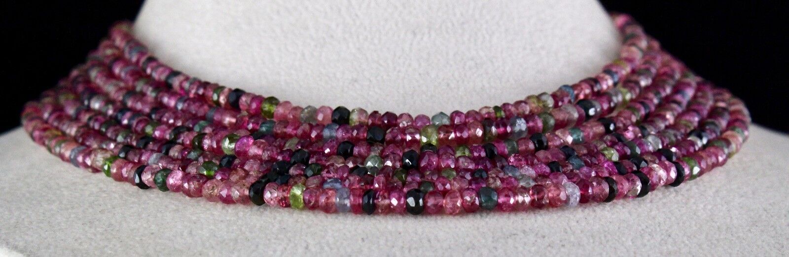 NATURAL MULTI TOURMALINE BEADS FACETTED ROUND 7 LINE 446 CTS GEMSTONE NECKLACE