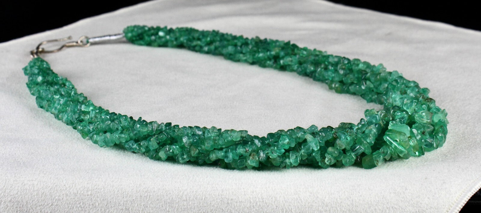 Certified Natural Emerald Beads Necklace 542Ct Colombian Gemstone Silver Jewelry