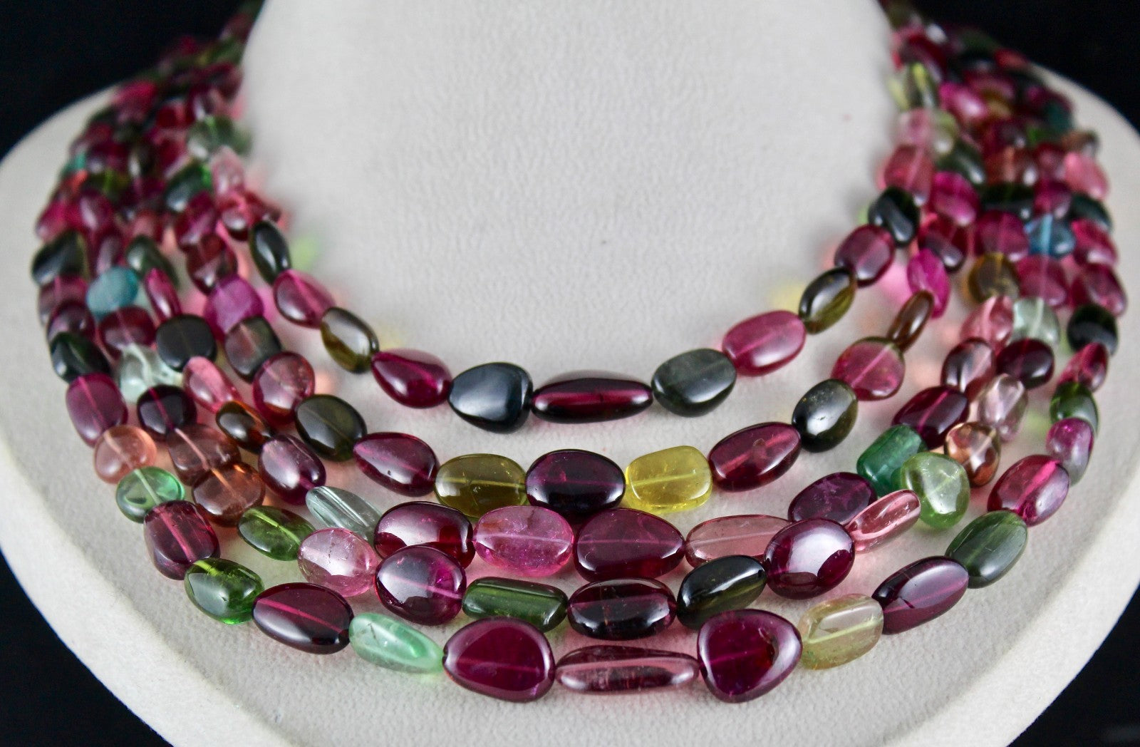 Certified Natural Watermelon Tourmaline Beads Necklace 5l 1253 Ct Gemstone Piece