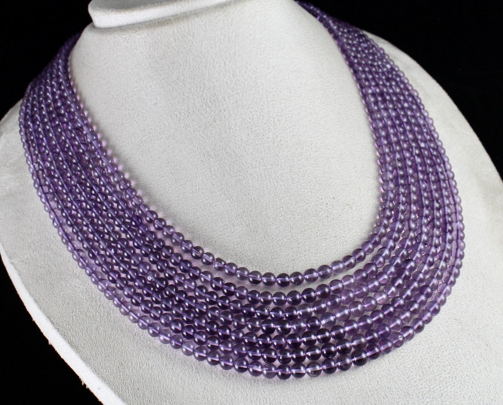 Natural Amethyst 7 Line Beads Necklace 804 Ct Purple Fashion Gemstone For Women