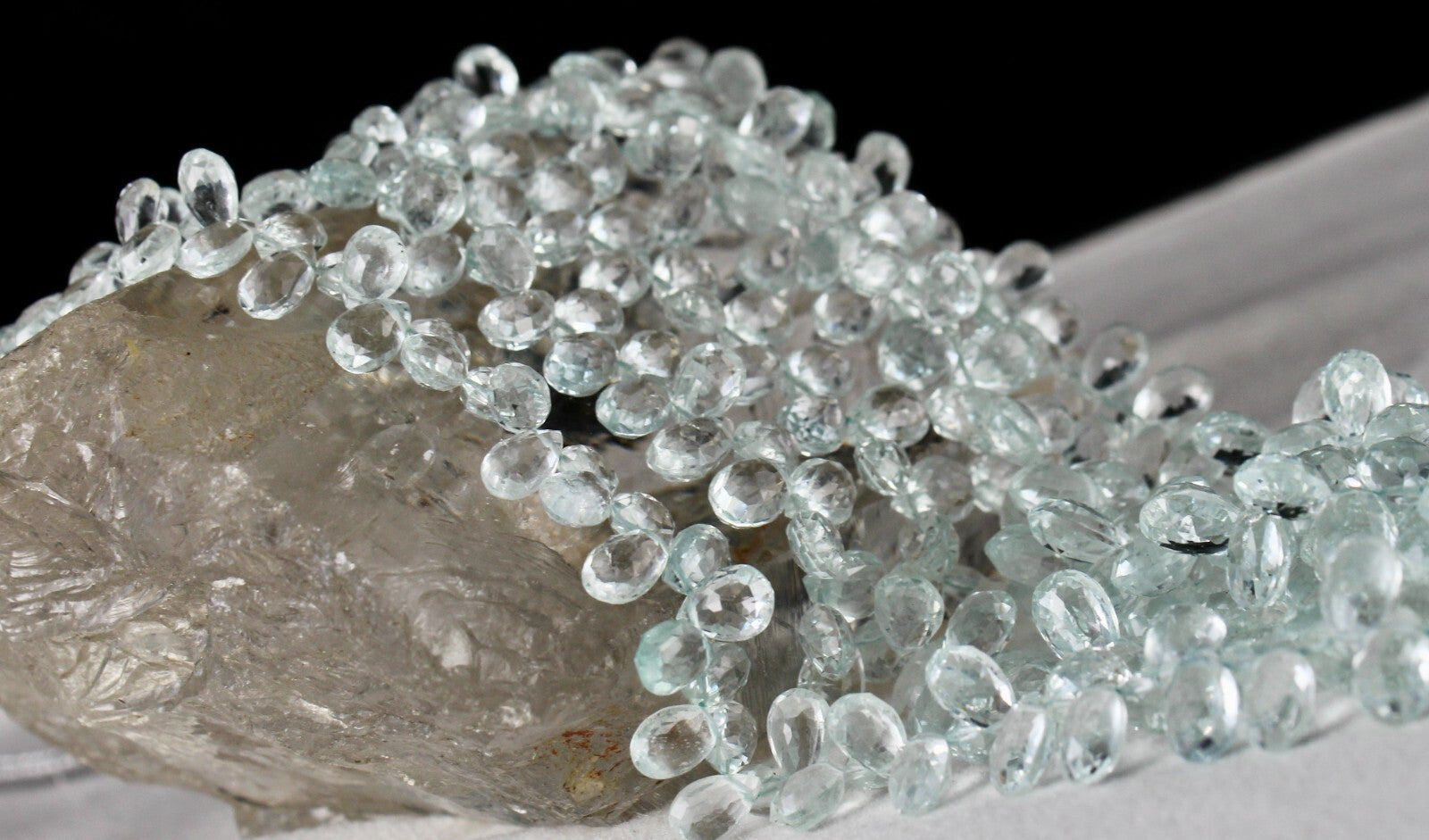 Certified Natural Blue Aquamarine Teardrop Beads Necklace 614 Ct Statement