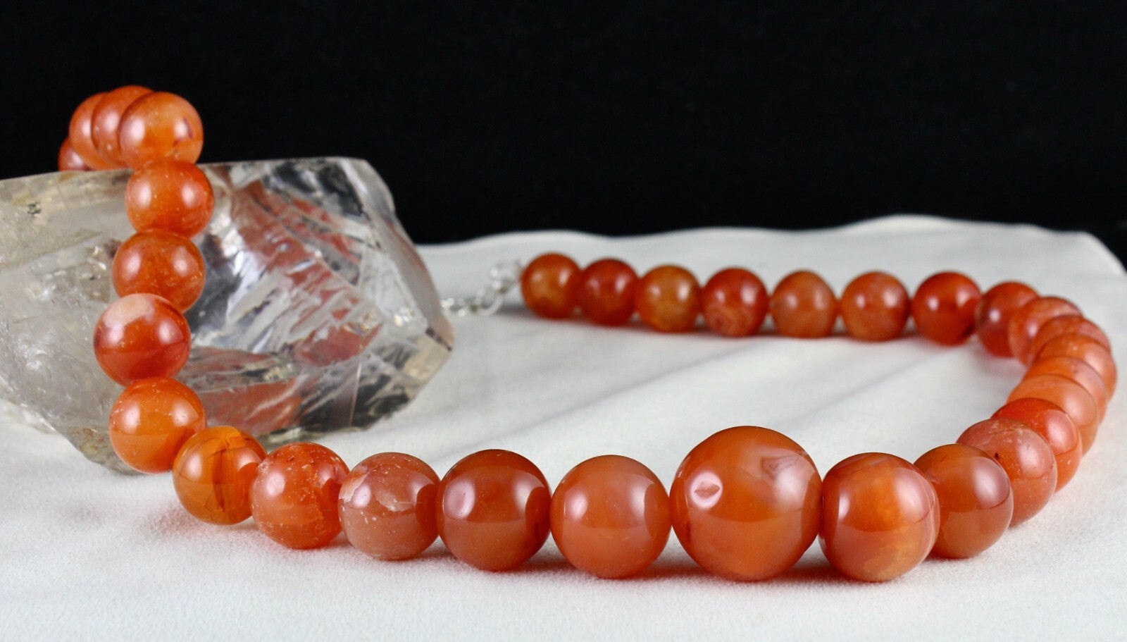 Orange Carnelian Beads Necklace 1173 Ct Round Gemstone Fashion For Women