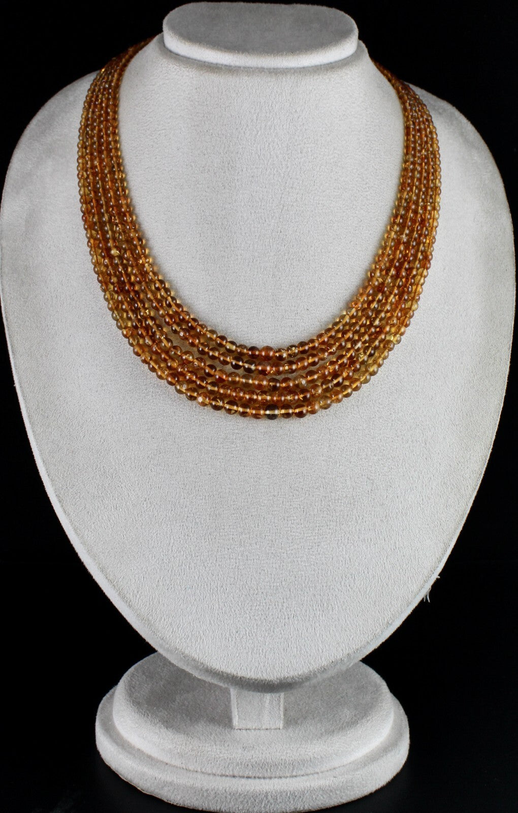 Natural Citrine Beads Round Necklace 365ct Yellow Gemstone Fashion Party Jewelry