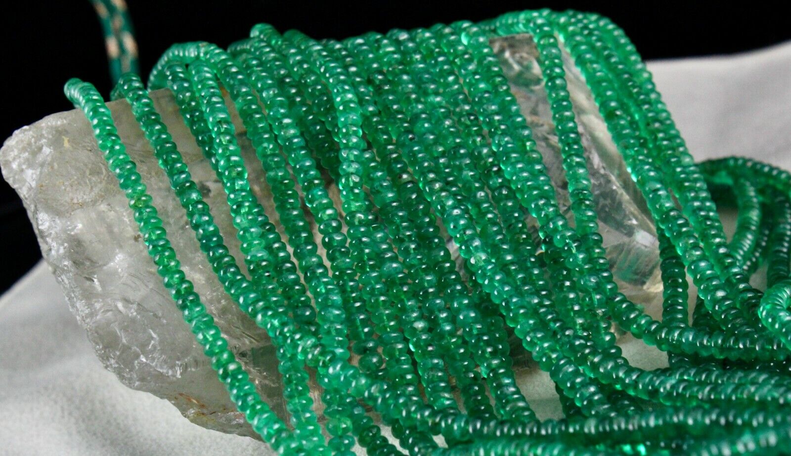 NATURAL CERTIFIED ZAMBIA EMERALD BEADS ROUND 13 LINE 871 CARAT GEMSTONE NECKLACE