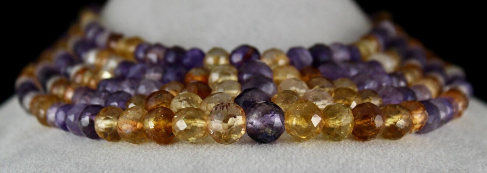 NATURAL CITRINE AMETHYST FACETED MULTI BEADS 5L 1085 CARATS GEMSTONE NECKLACE