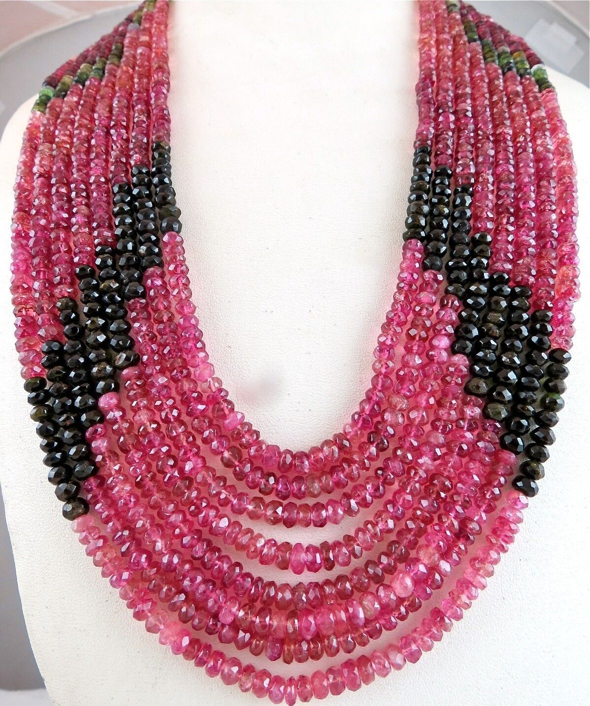 NATURAL MULTI COLOUR TOURMALINE BEADS FACETED ROUND 835 CTS GEMSTONE NECKLACE