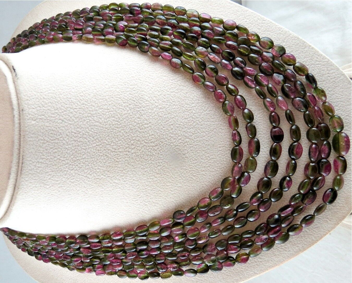 NATURAL BI COLORS MULTI TOURMALINE BEADS CABOCHON 582 CTS GEMSTONE NECKLACE