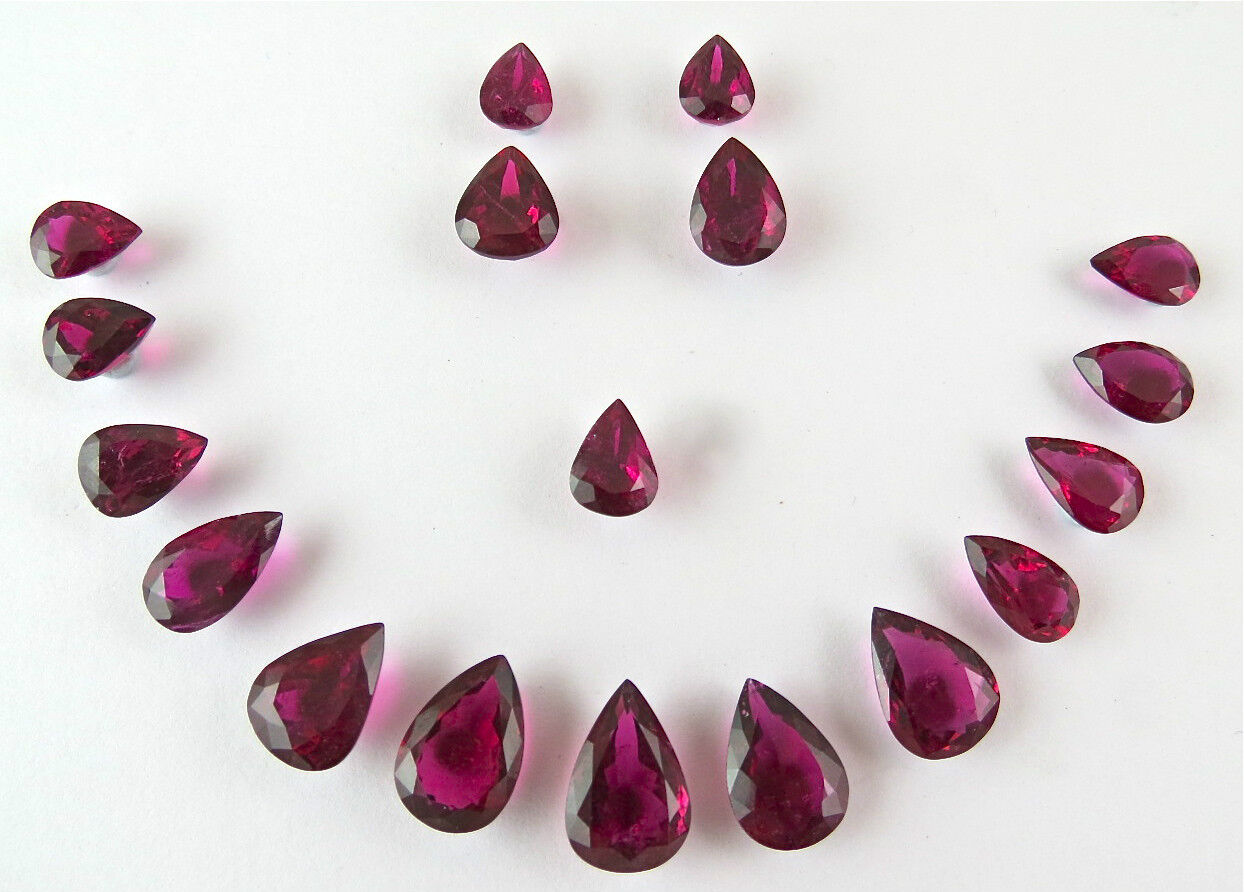 Natural Rubellite Pink Tourmaline Pear Cut 18 Pc 61.20 Ct Loose Gemstone Set
