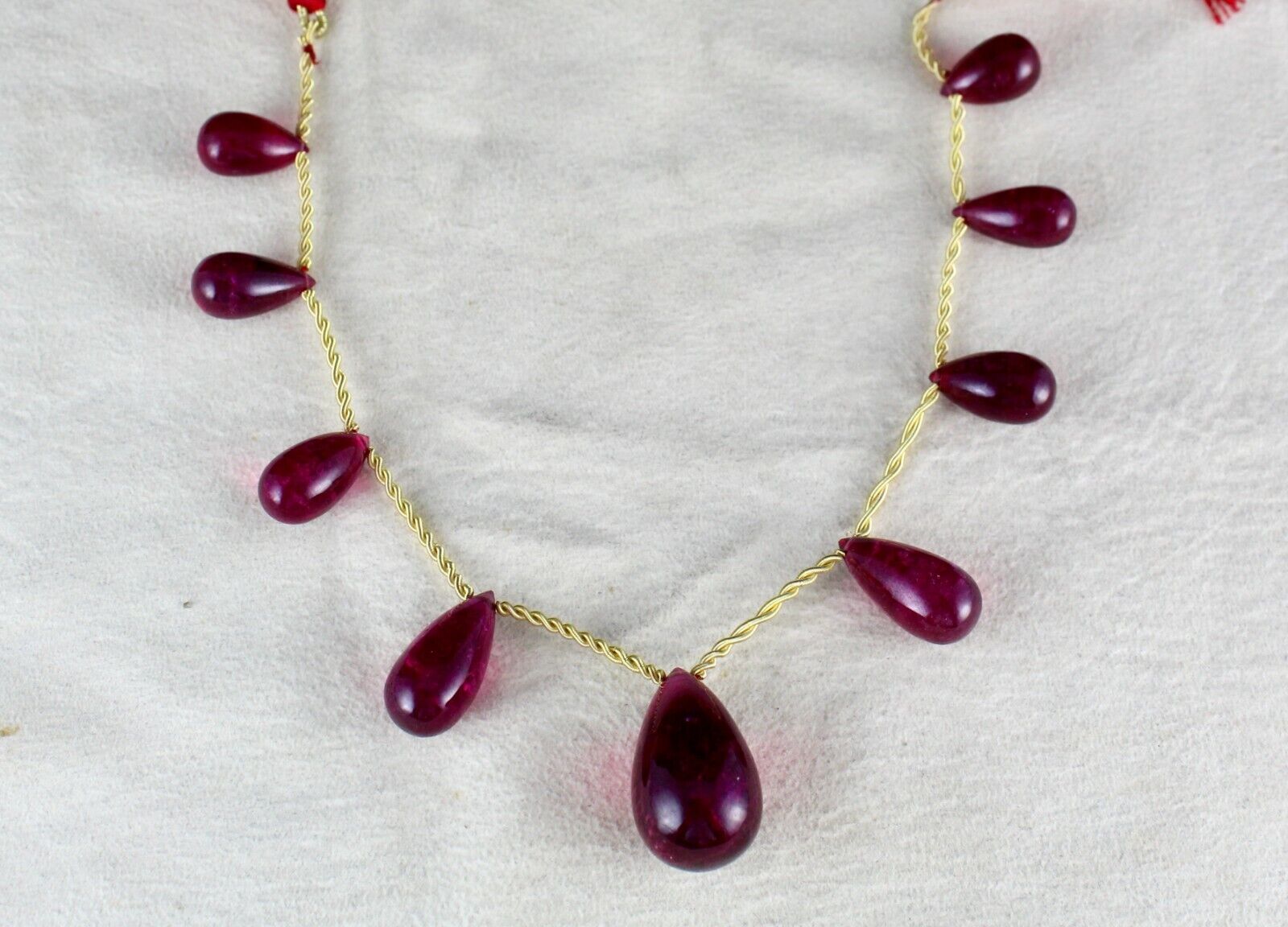 NATURAL PINK TOURMALINE RUBELLITE TEAR DROPS 161 CTS GEMSTONE NECKLACE HANGING