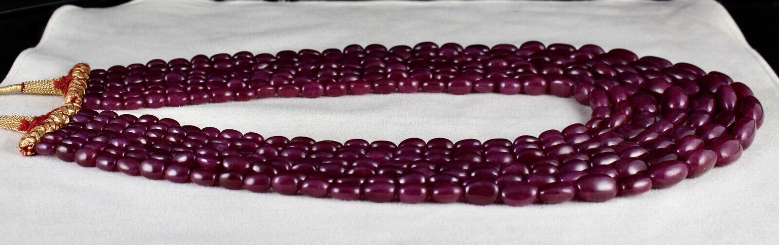 Certified Natural Ruby Beads Cabochon 7L 1781 Ct Red Gemstone Important Necklace