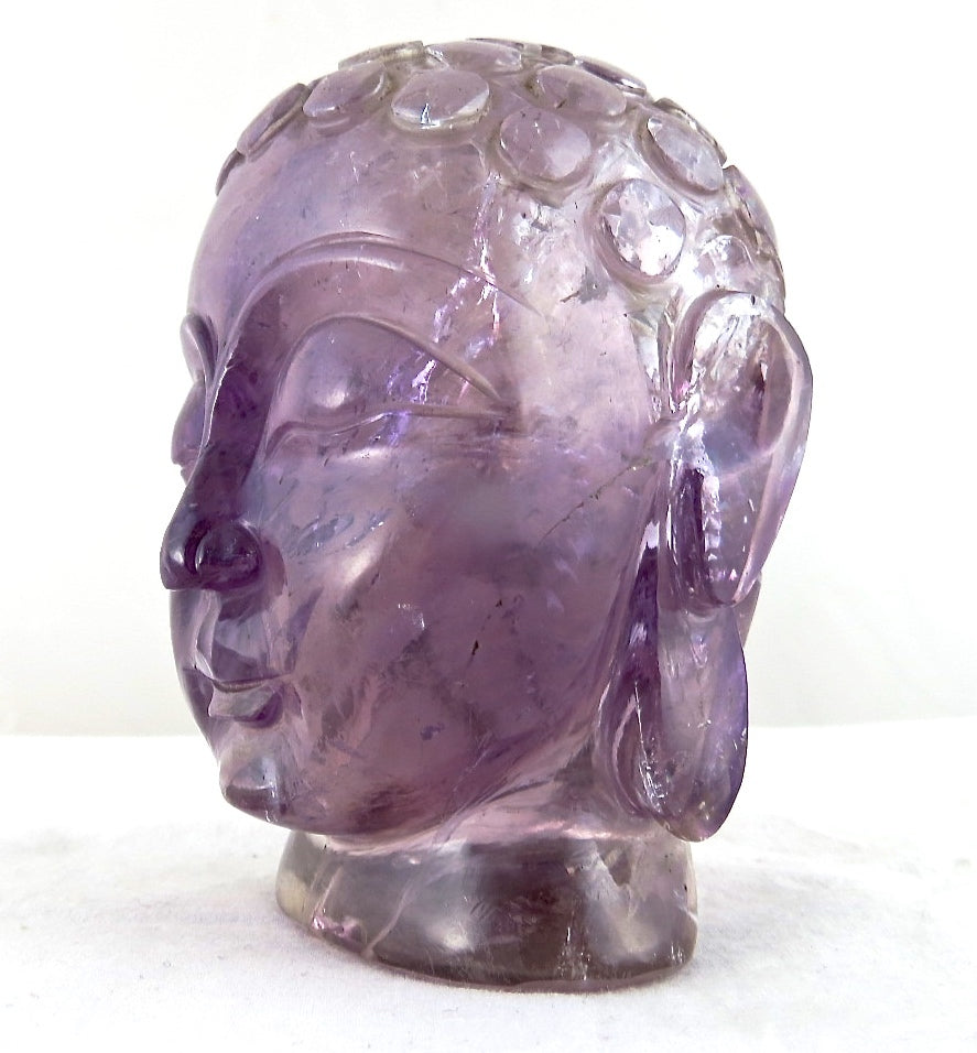 Certified Natural Amethyst Buddha Head Statue 2350 Ct Purple Gemstone Decor