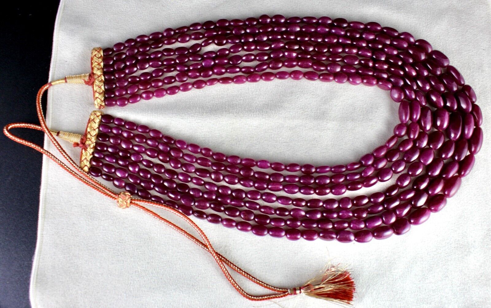 Certified Natural Ruby Beads Cabochon 7L 1781 Ct Red Gemstone Important Necklace