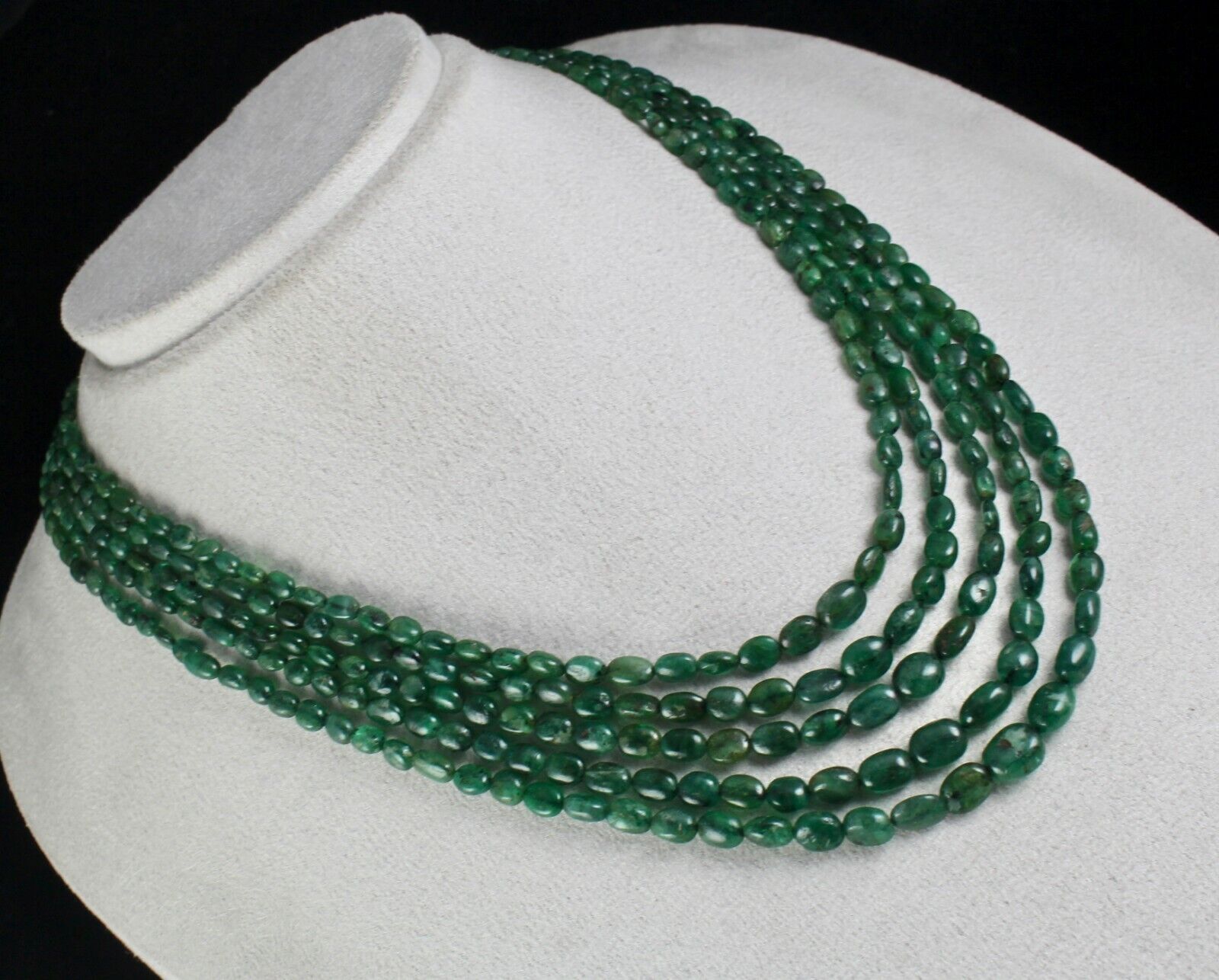 Classic Old Natural Emerald Beads Nugget 5 String 308 Ct Gemstone Necklace