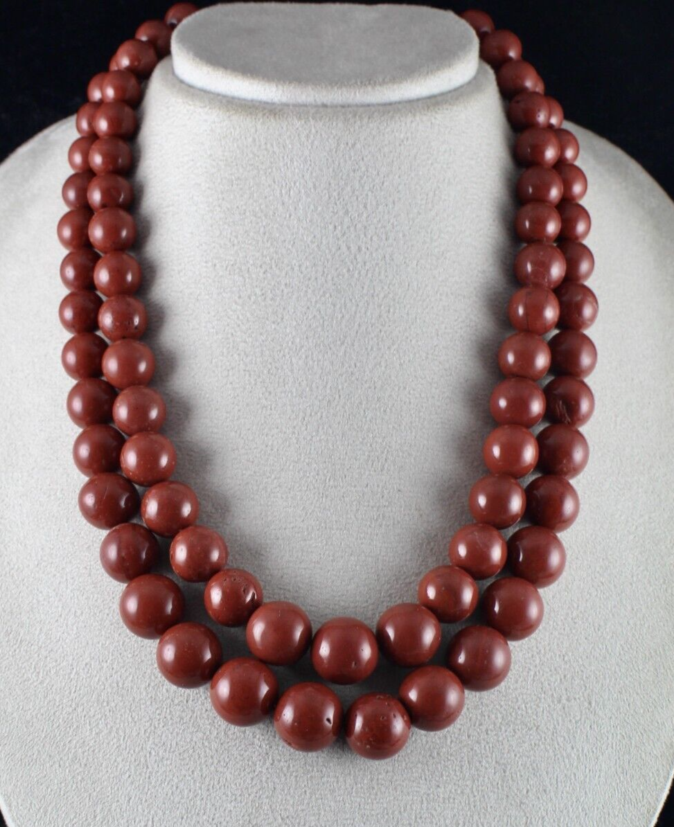 Natural Red Jasper Beads Round 1300 Ct Fashion Gemstone Necklace