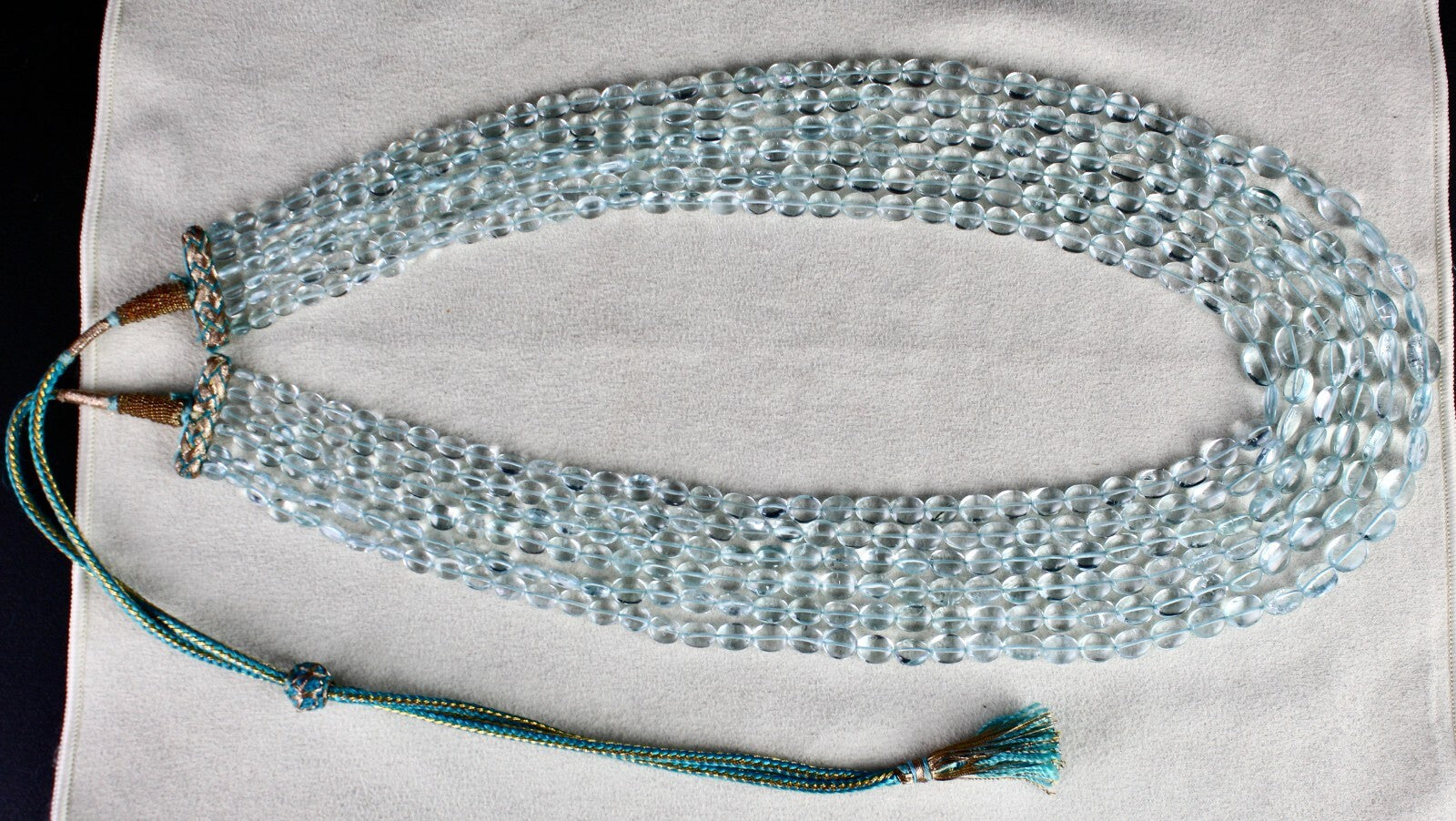 Certified Natural Aquamarine 603 Ct Beads Blue Gemstone Necklace For Women