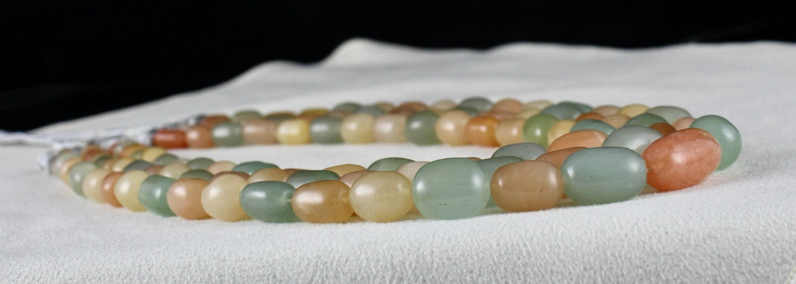 Vintage Necklace Natural Orange Quartz Aventurine Jade 677ct Gemstone Beads