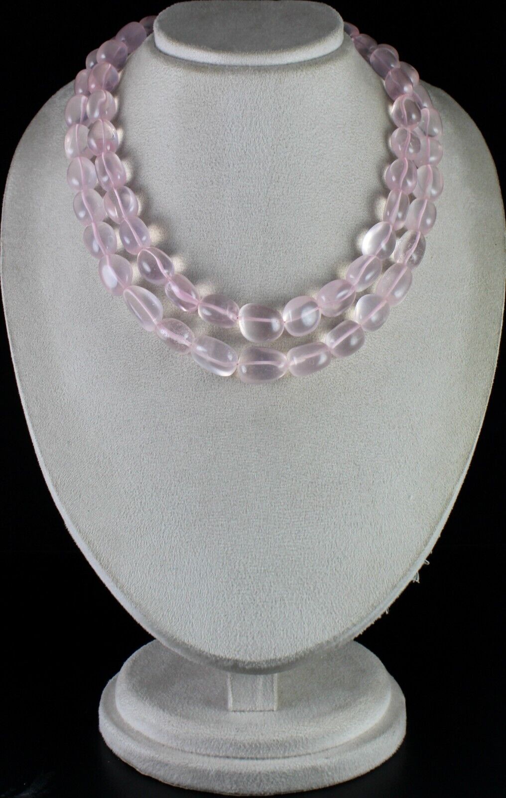 Fine Natural Rose Quartz Beads Nugget 2 L 1181 Ct Gemstone Fashion Pink Necklace