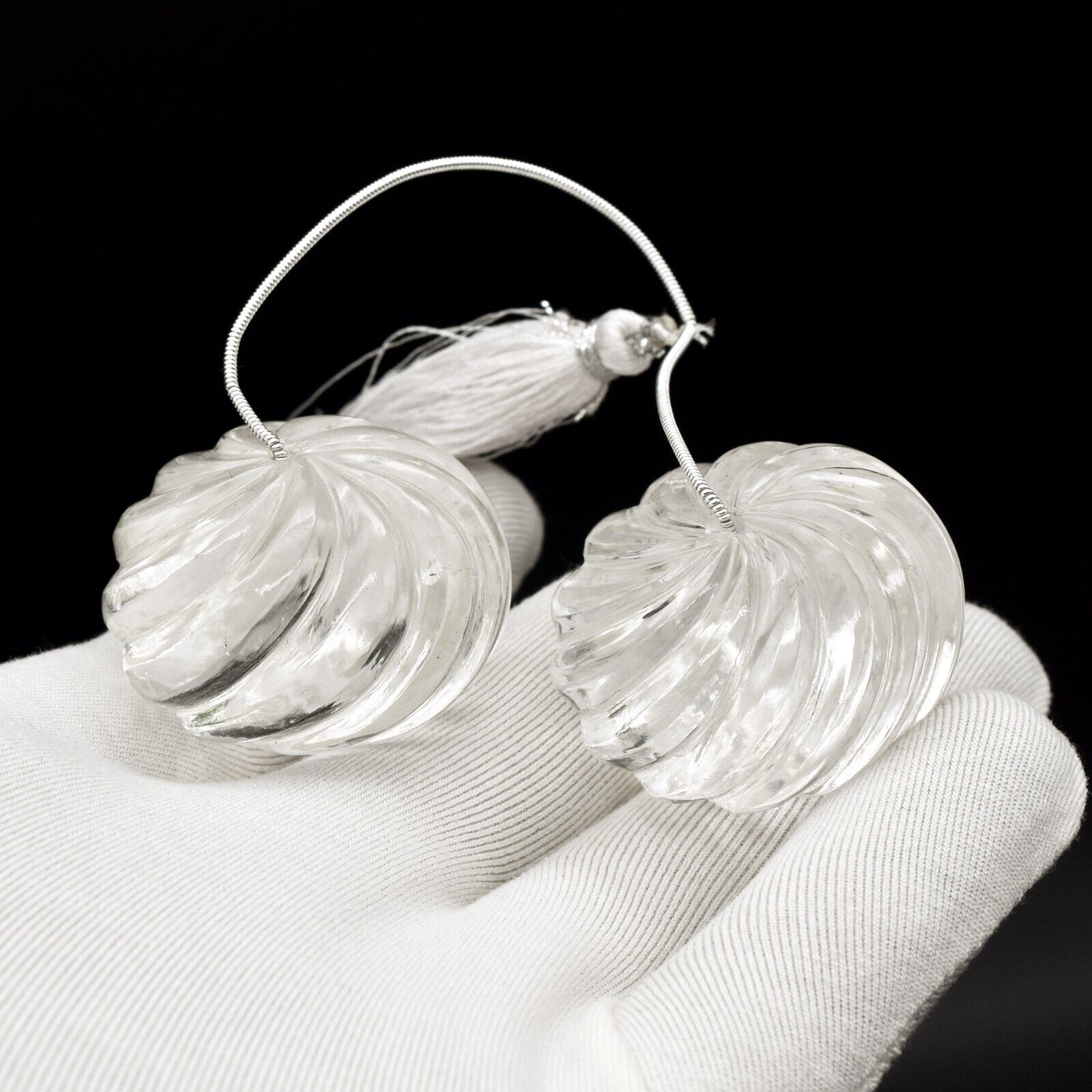 Natural Rock Crystal Quartz Bead Engraved Round 2 Pc 495 Ct Gemstone Designing
