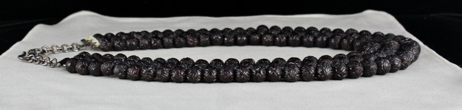 Certified Natural Red Garnet 1686ct Sterling Silver Carved Beads Necklace