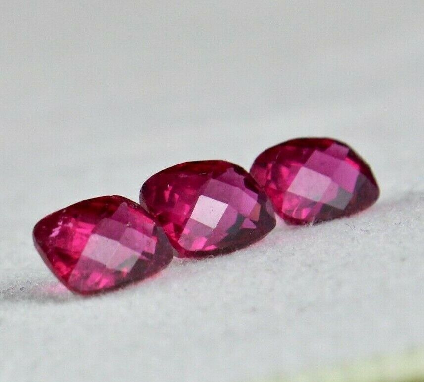 Natural Rubellite Pink Tourmaline Cut 3 Pcs 4.57 Ct Gemstone For Ring Pendant