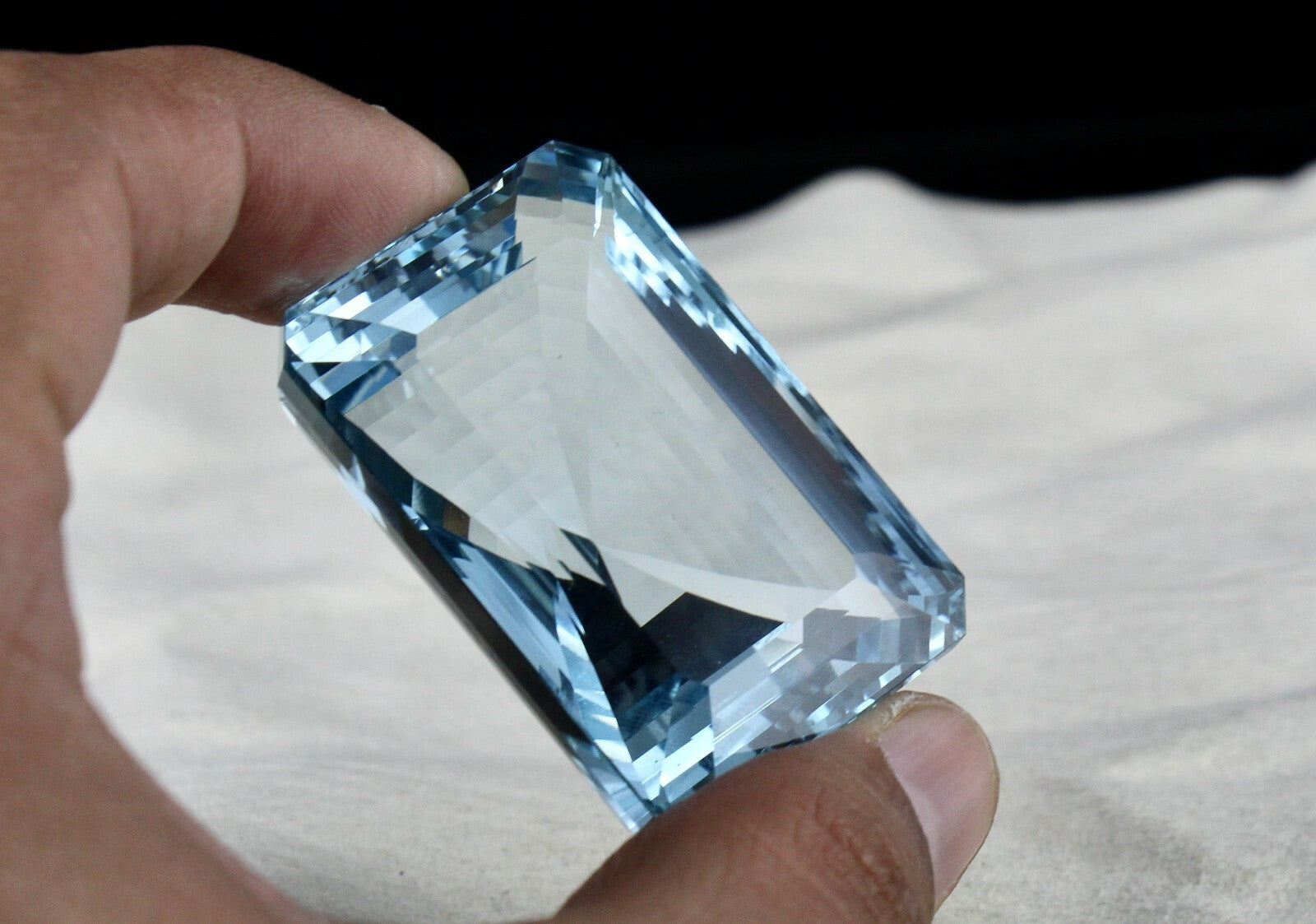 Certified Sky Blue Topaz 382 Ct Octagon 47x30mm Semi Precious Gemstone Pendant