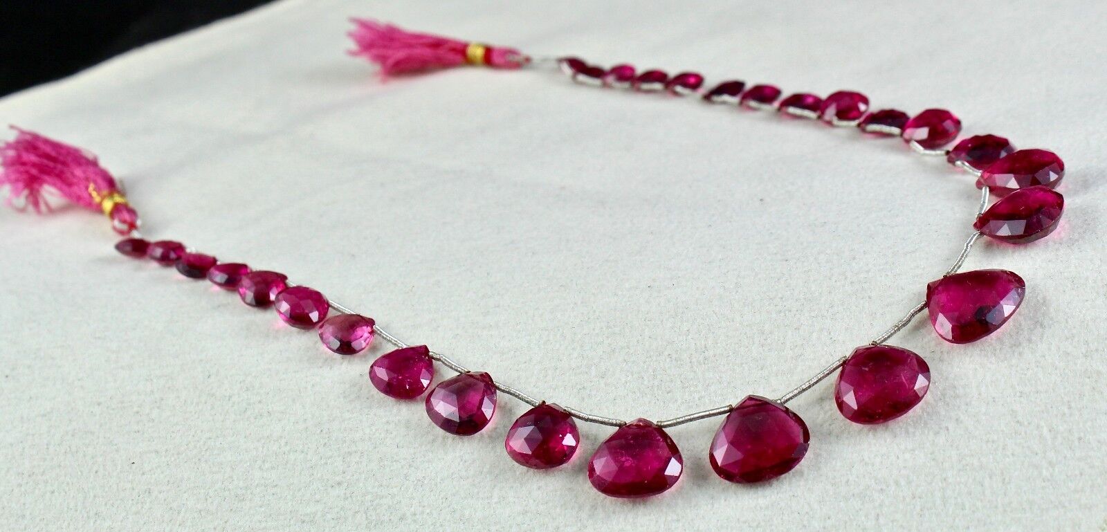 GTL CERTIFIED NATURAL PINK TOURMALINE RUBELLITE DROPS 97 CTS GEMSTONE NECKLACE