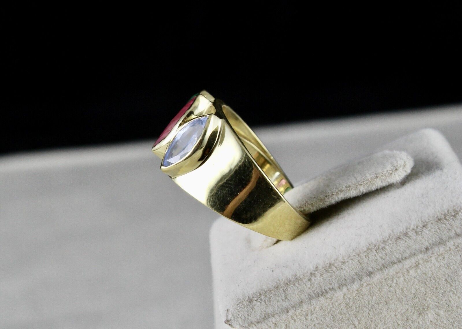 ELEGANT NATURAL EMERALD RUBY SAPPHIRE MARQUISE GEMSTONE FINEST WOMEN SILVER RING
