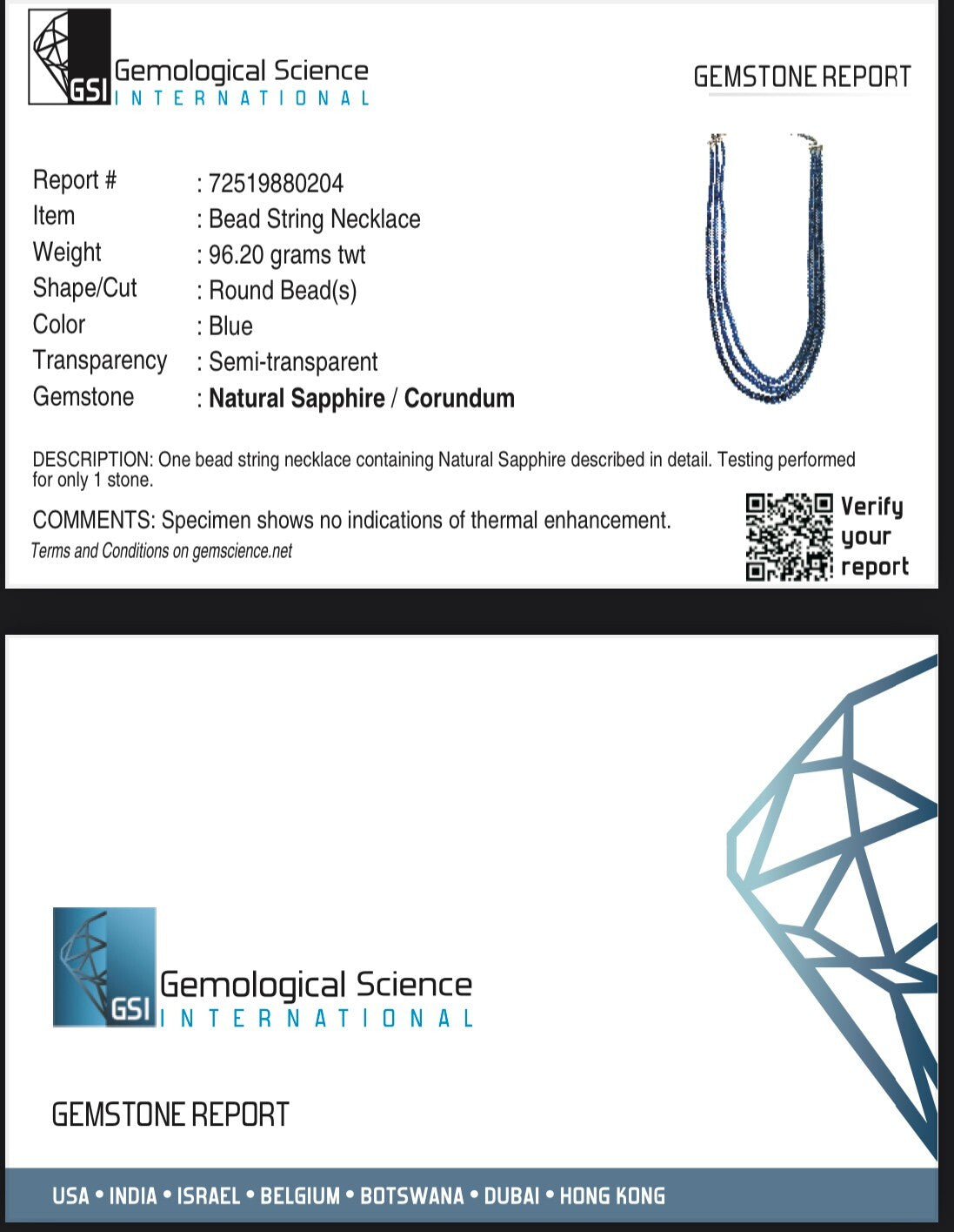 Certified Natural Blue Sapphire Beads Necklace 461 Ct Vintage Gemstone Round