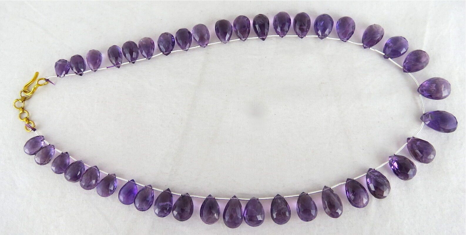 NATURAL BRAZILIAN AMETHYST BEADS TEAR DROPS 1 LINE 246 CARATS GEMSTONE NECKLACE
