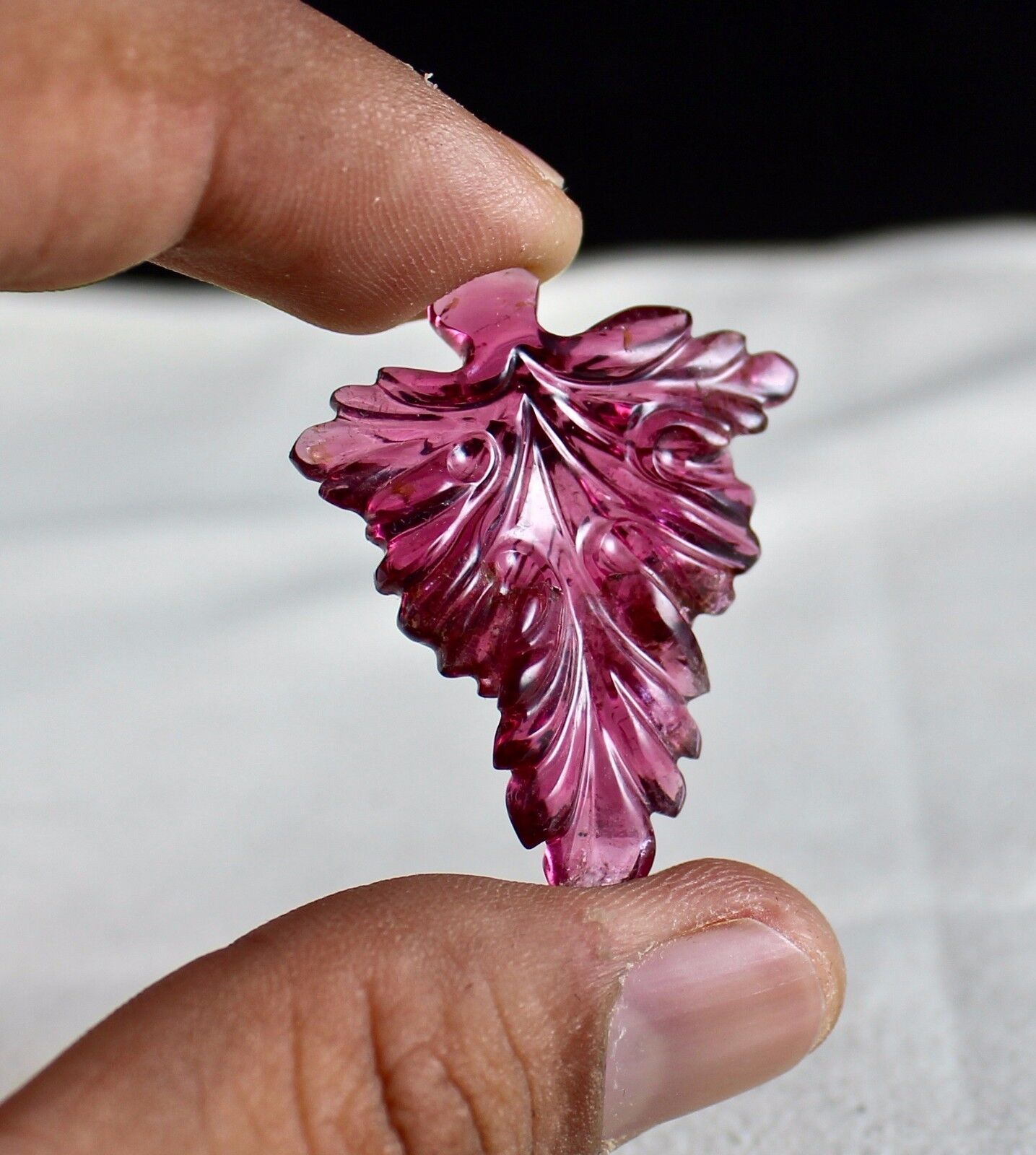 NATURAL PINK TOURMALINE CARVED LEAVES 4PCS 151 CTS GEMSTONE EARRING RING PENDANT