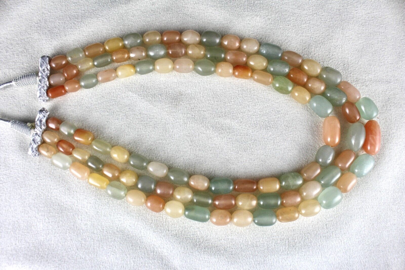 MULTI NATURAL ORANGE QUARTZ INDIAN JADE BEADS 3 L 677 CTS GEMSTONE FINE NECKLACE