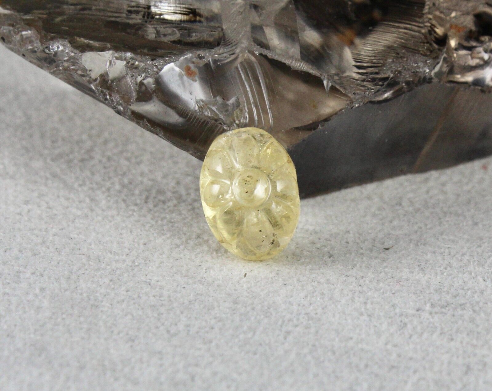 Natural Yellow Sapphire Oval Carved 15x11 mm 17.18 Cts Gemstone Ring Pendant