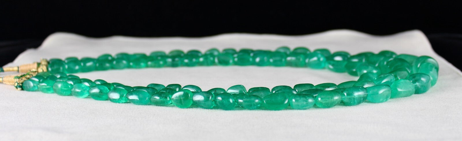 Certified Natural Colombian Emerald Beads Cabochon 1028ct Stone Necklace