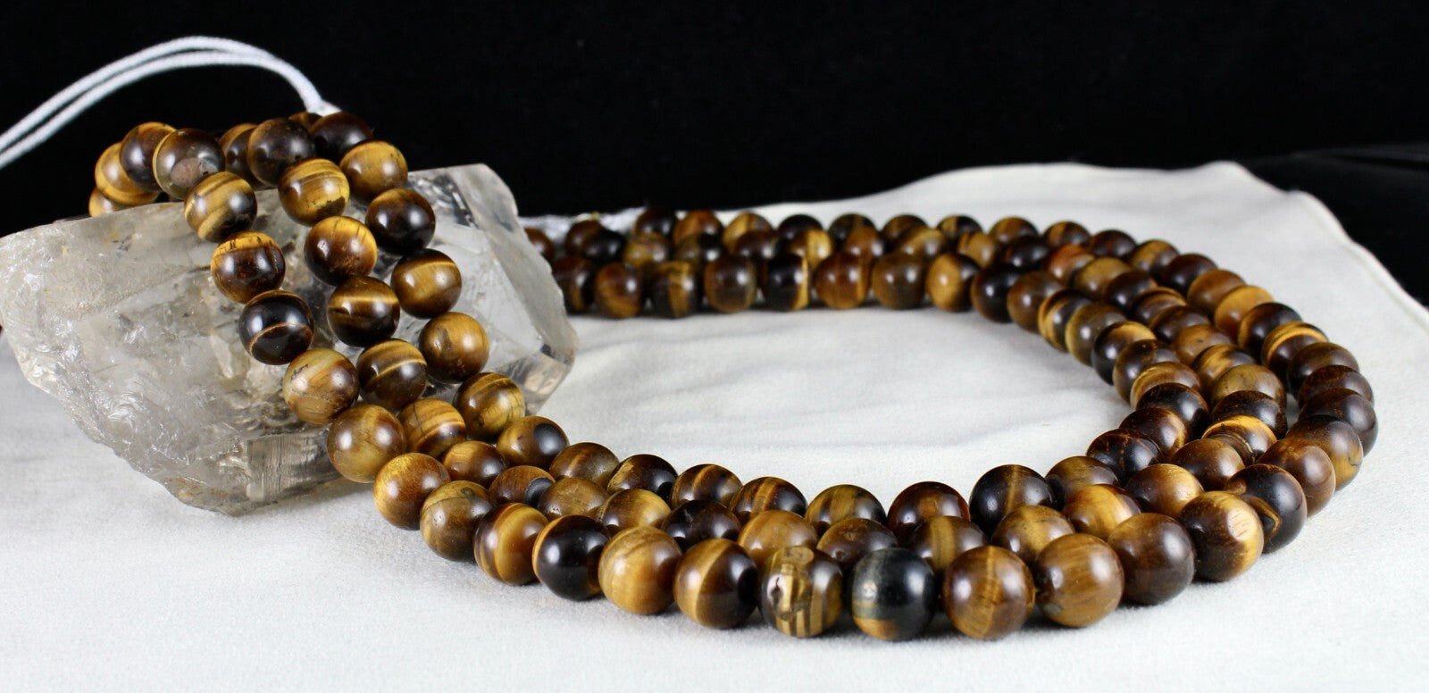 Natural Tiger Eye Round Beads 3 L 2016 Ct Gemstone Necklace Antique Fashion