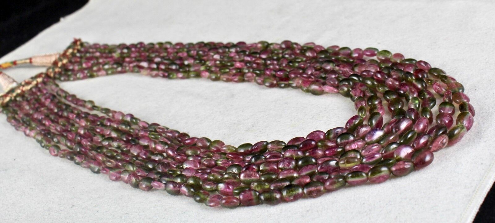 NATURAL BI COLORS MULTI TOURMALINE BEADS CABOCHON 456 CTS GEMSTONE NECKLACE