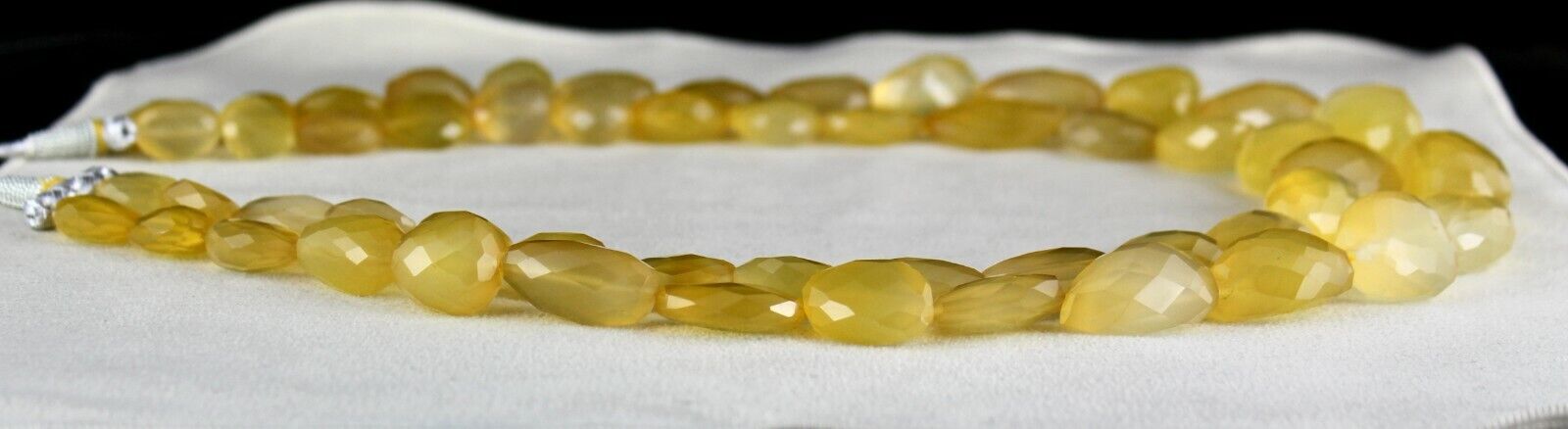 YELLOW CHALCEDONY BEADS FACETED 2 L 1478 CTS GEMSTONE BEADED FASHION NECKLACE