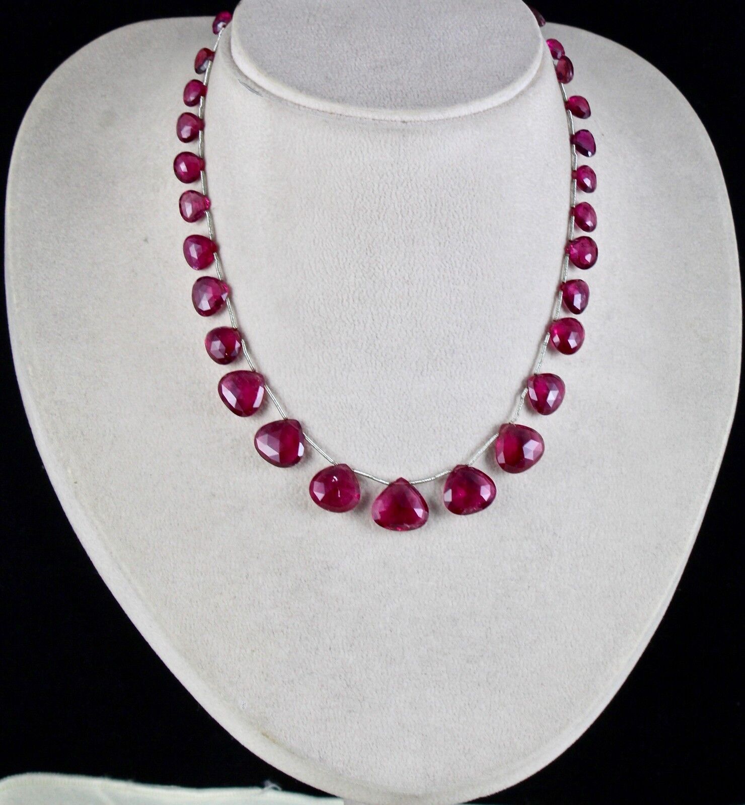 GTL CERTIFIED NATURAL PINK TOURMALINE RUBELLITE DROPS 97 CTS GEMSTONE NECKLACE