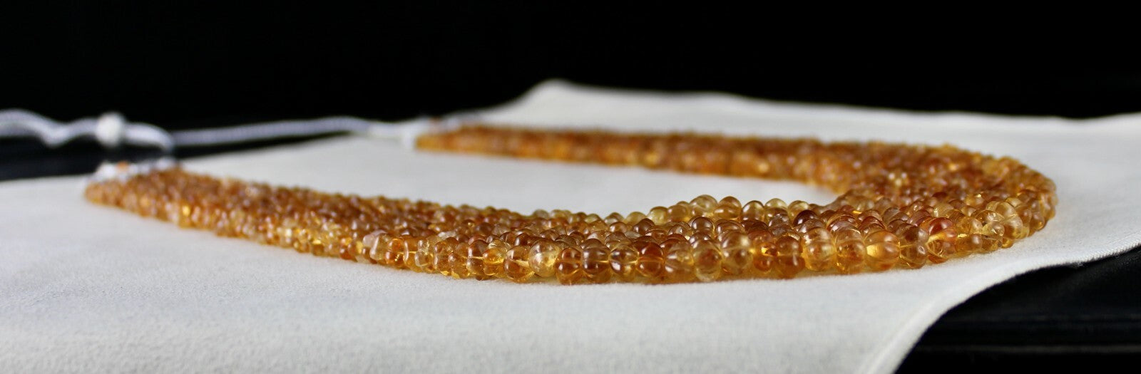 Certified Natural Yellow Citrine 675 Ct Carved Melon Gemstone Necklace