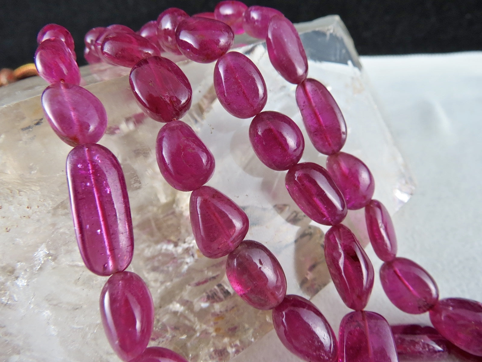 Certified Pink Tourmaline Rubellite 452 Ct Beads Cabochon Gemstone Necklace