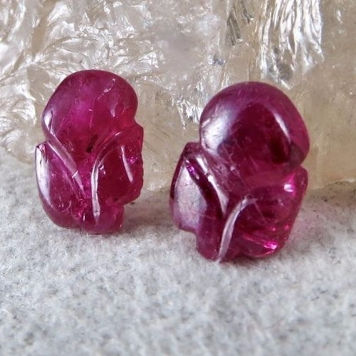 Certified Ruby Engraved Leaves 7.40 Ct Loose Gemstone Pair Earring